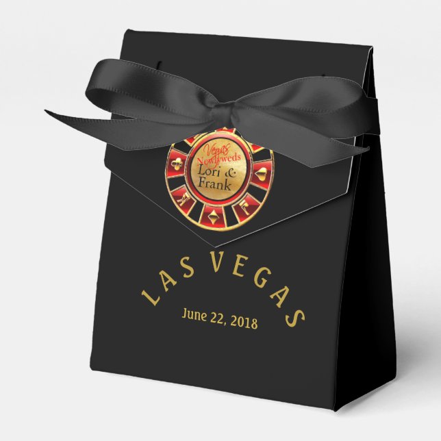 Las Vegas casino chip | black gold & red Favour Box (Front Side)