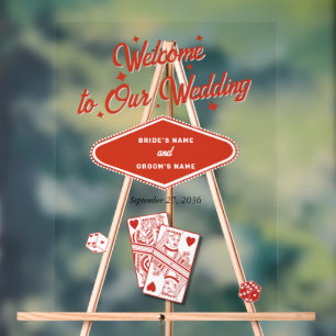 Las Vegas Casino Destination Wedding Red White Acrylic Sign