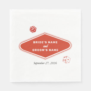 Las Vegas Casino Destination Wedding Red White Napkin