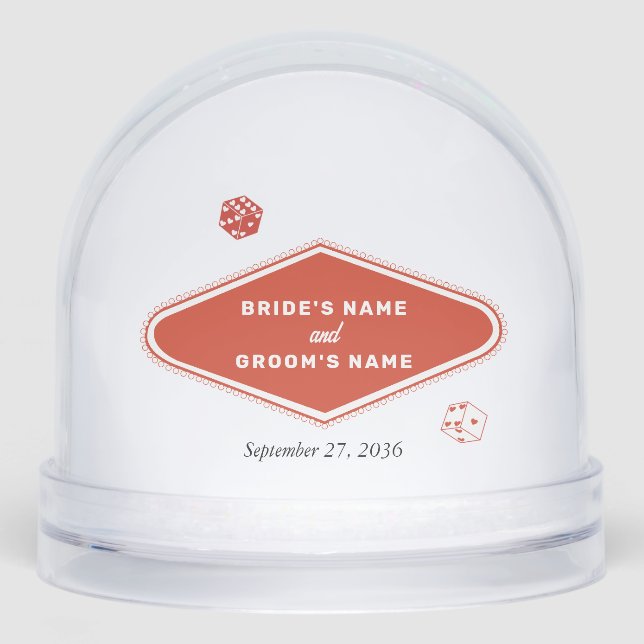 Las Vegas Casino Destination Wedding Red White  Snowglobe (Front)