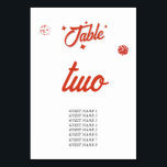 Las Vegas Casino Destination Wedding Red White Tab Table Number<br><div class="desc">A unique hand drawn Las Vegas Casino themed wedding design. A modern destination Las Vegas, Nevada wedding theme featuring playing cards, casino gambling themed illustrations. A red and white Las Vegas wedding Table Number card design ideal for casino themed weddings. Matching wedding invitations and other stationery items are also available....</div>