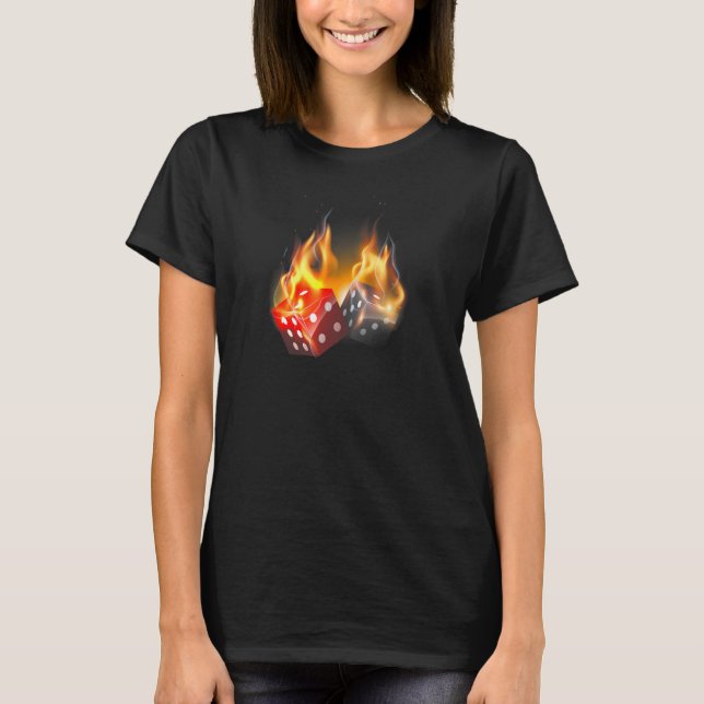 Las Vegas  Casino Dice Flame Fire Cool Graphic Tee (Front)