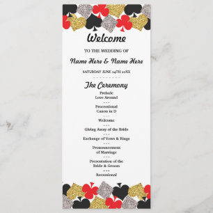 Las Vegas Casino Glitter Cards Wedding Program