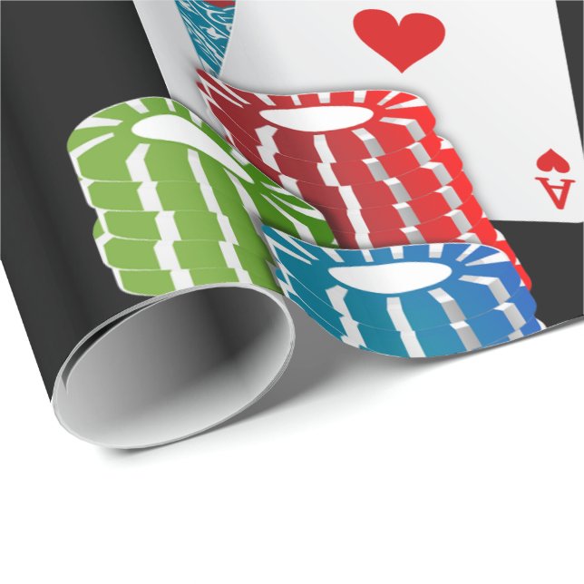 Las Vegas Casino Large Blackjack Cards And Chips Wrapping Paper (Roll Corner)