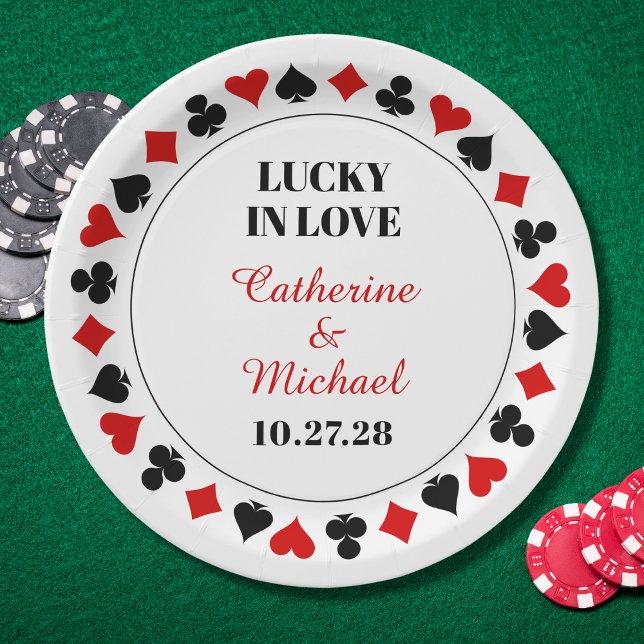 Las Vegas Casino Lucky In Love Wedding  Paper Plate (Creator Uploaded)