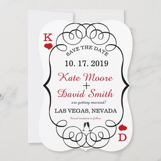Las Vegas Casino Modern Chic Photo SAVE THE DATE (Front)