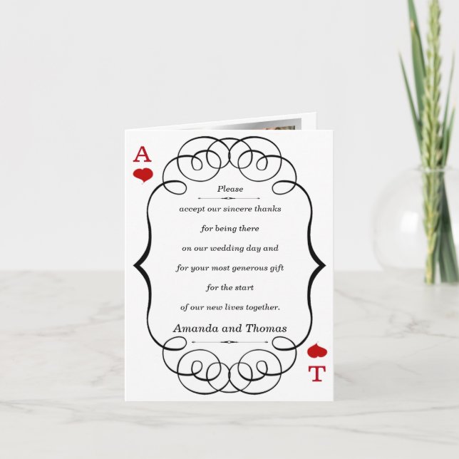 Las Vegas Casino Modern Chic Photo THANK YOU Card (Front)