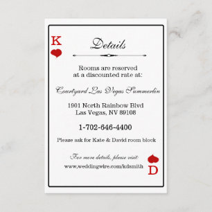 Las Vegas Casino Modern Chic Wedding Information Enclosure Card