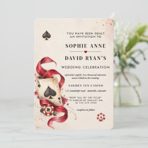 Las Vegas Casino Night QR Code Poker Wedding Invitation
