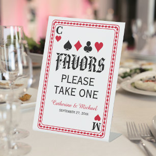 Las Vegas Casino Playing Card Wedding Favours Pedestal Sign