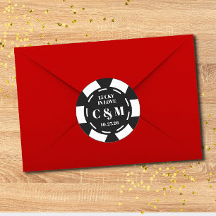 Las Vegas Casino Poker Chip Wedding Save The Date Classic Round Sticker