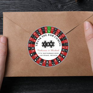 Las Vegas Casino Roulette Wheel Thank You Classic Round Sticker
