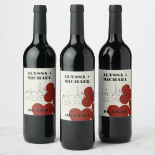 Las Vegas Casino Skyline Playing Card Wedding Wine Label
