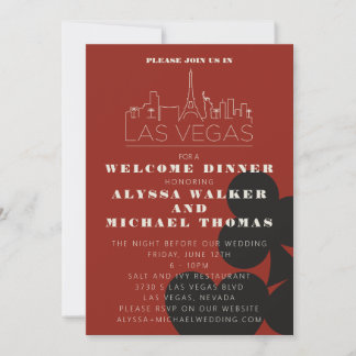 Las Vegas Casino Skyline Wedding Rehearsal Dinner Invitation