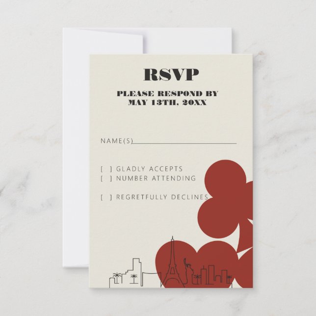 Las Vegas Casino Skyline Wedding RSVP Cards (Front)