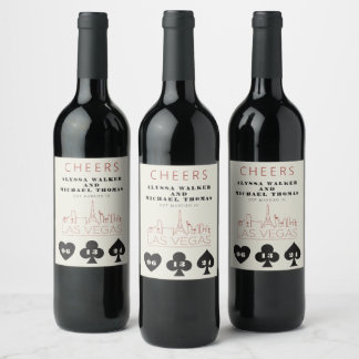 Las Vegas Casino Skyline Wedding Wine Label
