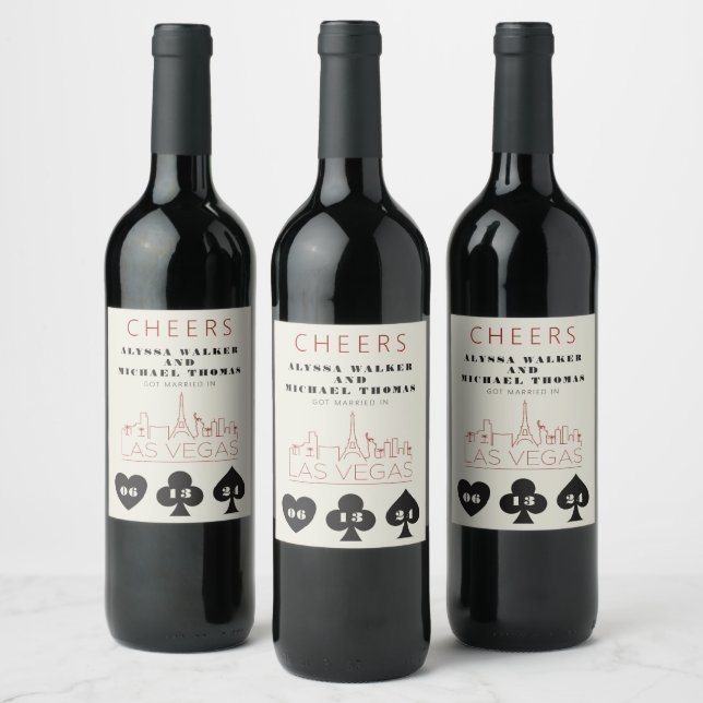 Las Vegas Casino Skyline Wedding Wine Label (Bottles)