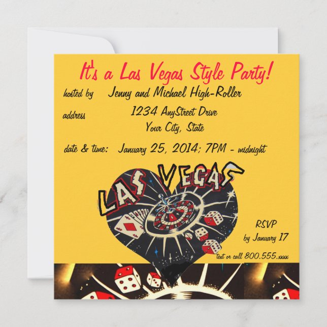 Las Vegas Casino Style Party Invitation (Front)