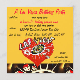 Las Vegas Casino Theme Birthday Party Invitation