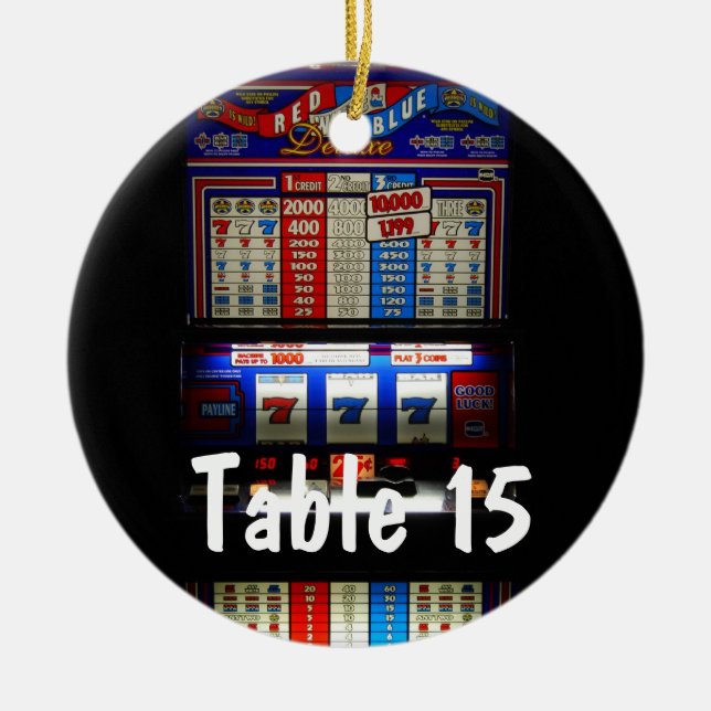Las Vegas Casino Theme Table Number Ceramic Tree Decoration (Front)