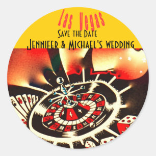 Las Vegas casino theme wedding Classic Round Sticker