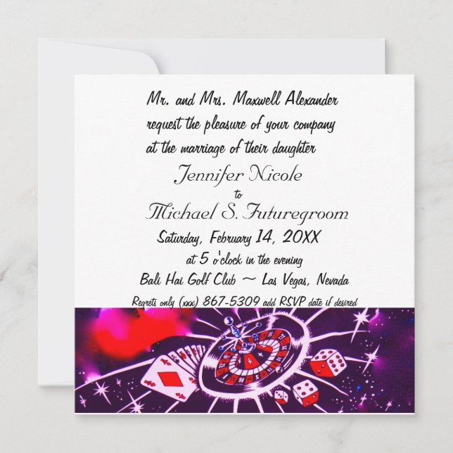 Las Vegas Casino Theme Wedding Invitation (Front)