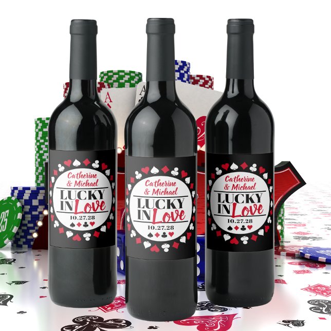Las Vegas Casino Wedding Lucky In Love Wine Label (Creator Uploaded)