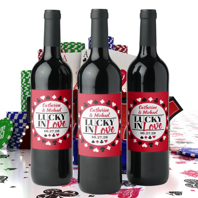 Las Vegas Casino Wedding Lucky In Love Wine Label (Creator Uploaded)