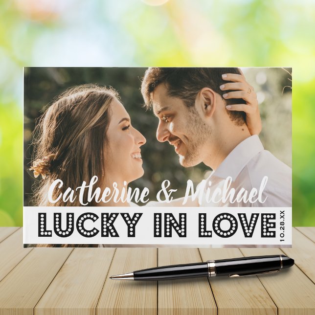 Las Vegas Casino Wedding Photo Black & White Guest Book (Creator Uploaded)