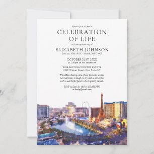 Las Vegas Celebration Of Life Funeral Memorial Invitation