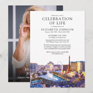 Las Vegas Celebration Of Life Funeral Photo Invitation