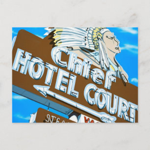 Las Vegas Chief Hotel Retro Neon Sign Postcard