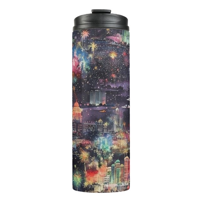 Las Vegas Christmas & New Year's in Watercolors Thermal Tumbler (Front)