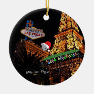 Las Vegas Christmas Personalised Ceramic Ornament