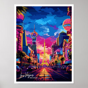 Las Vegas City Nevada Travel Vintage illustration Poster