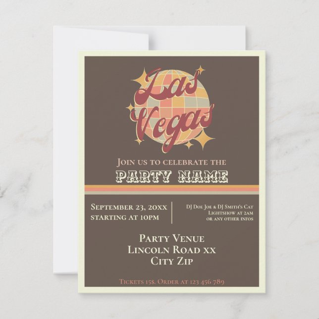 Las Vegas City Nevada USA themed party invite (Front)