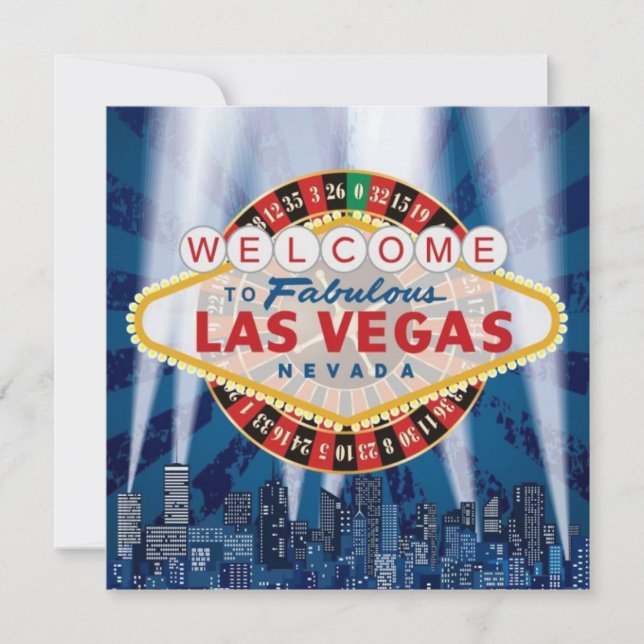 Las Vegas Cityscape Modern Unique Wedding Invites (Front)