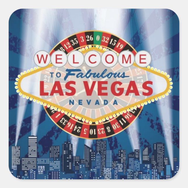 Las Vegas Cityscape Welcome Sign Custom Stickers (Front)