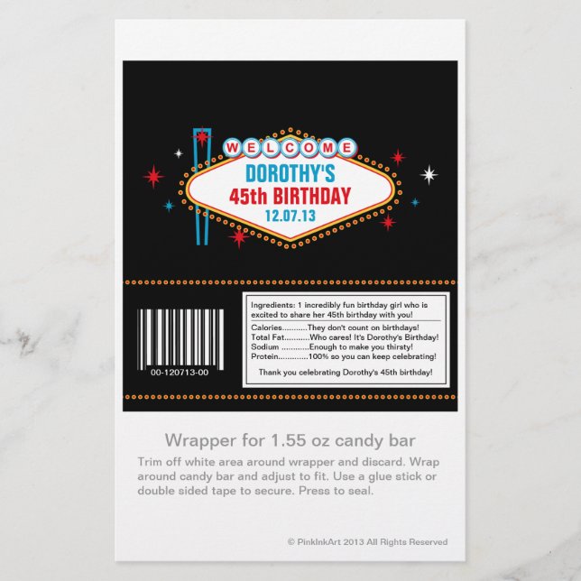 Las Vegas Custom Candy Wrappper (Front)