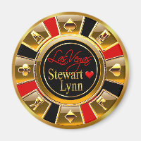 Las Vegas Deluxe Gold & Red Casino Chip Favour
