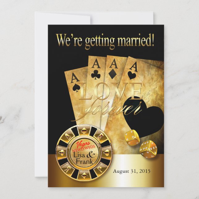 Las Vegas Deluxe Wedding | gold black Invitation (Front)