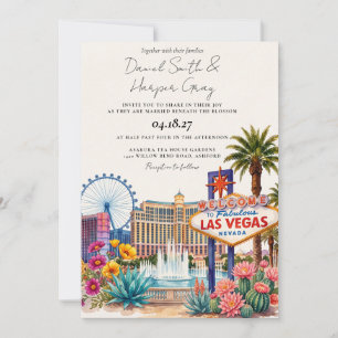 Las Vegas Destination Casino Skyline Wedding Invitation