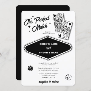 Las Vegas Destination Perfect Match Wedding Black Invitation