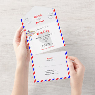 Las Vegas Destination Wedding Airmail All In One I Invitation