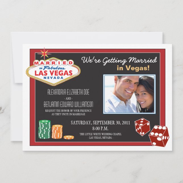 Las Vegas Destination Wedding Invitation (red) (Front)