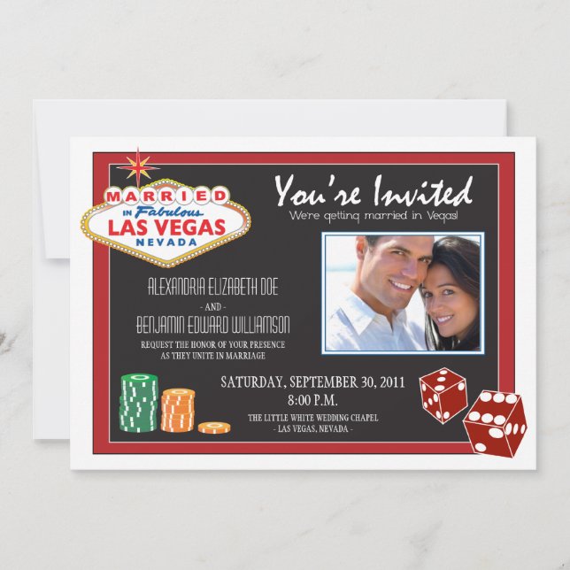 Las Vegas Destination Wedding Invitation (red) (Front)