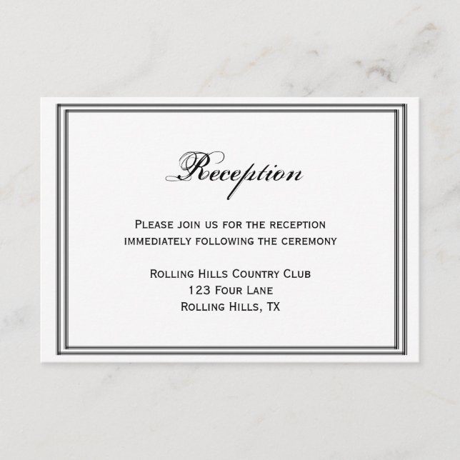 Las Vegas Destination Wedding Reception Enclosure Card (Front)