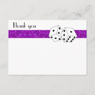 Las Vegas Dice Theme Flat Thank You Purple Card