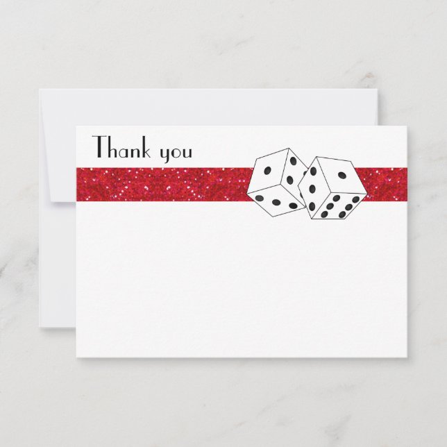 Las Vegas Dice Theme Flat Thank You Red Note Card (Front)