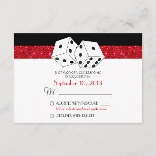 Las Vegas Dice Theme RSVP Ruby Red Faux Glitter Card